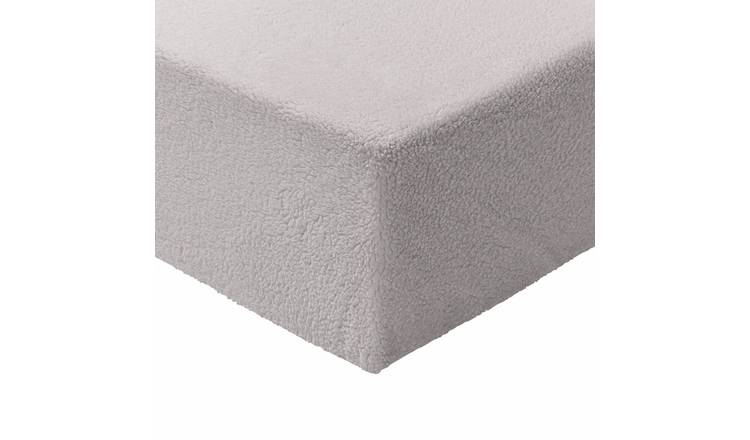 Argos Home Fleece Grey Fitted Sheet - Small double