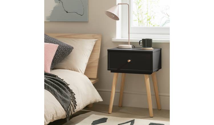 Habitat Otto 1 Drawer Bedside Table - Black