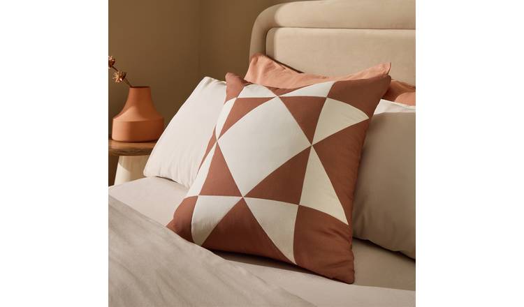 Habitat Quilted Motif Cushion Terracotta - 50x50cm
