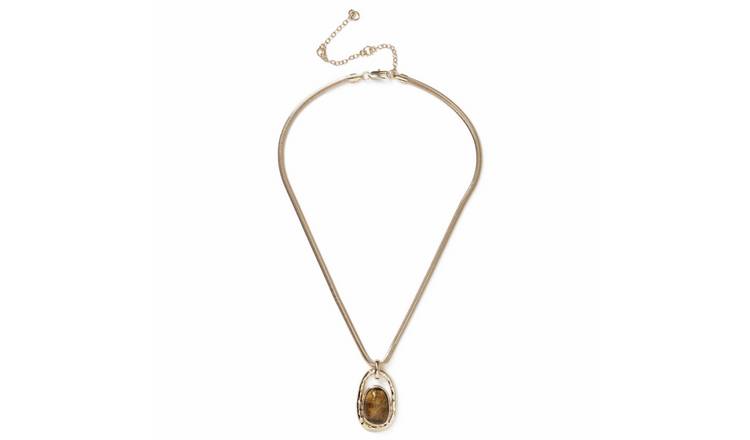 Freedom Brown Stone Gold Pendant Necklace