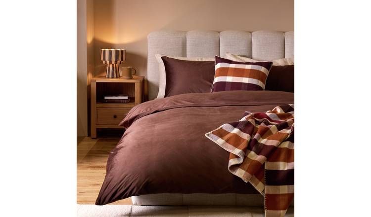 Argos Home Slinky Fleece Coffee Bedding Set - Single
