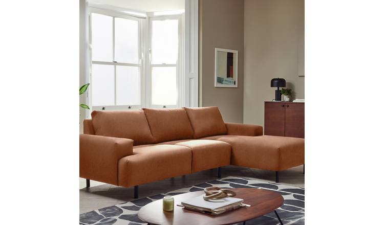 Habitat Julien Faux Leather Right Hand Corner Chaise Sofa - Tan