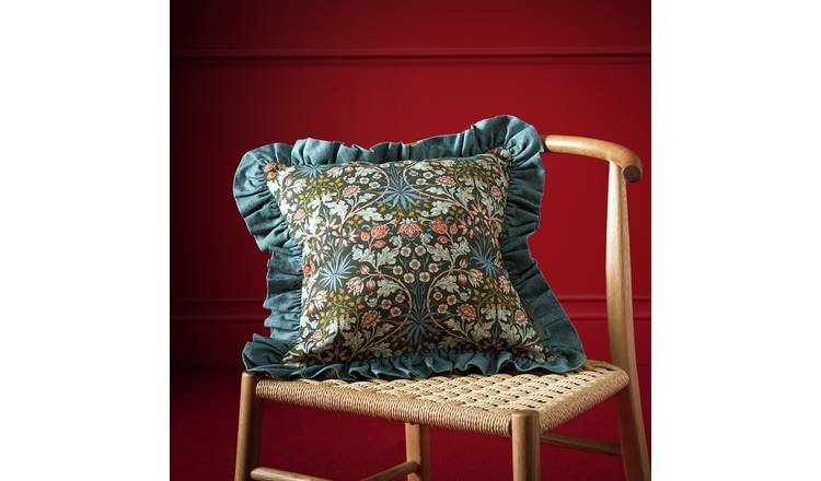 Habitat x Morris & Co. Hyacinth Ruffle Cushion Green - 43x43cm