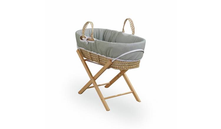Kinder Valley Sage Jersey Moses Basket with Stand