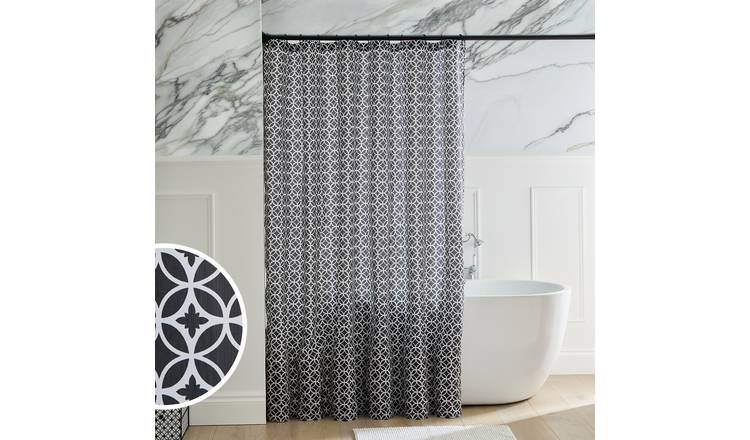 Argos Home Mono Tile Print Shower Curtain - Black & White