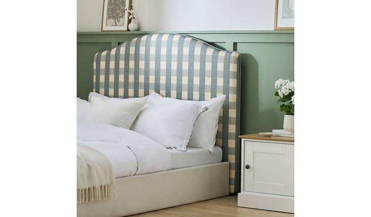 Argos Home Sutton Gingham Kingsize Headboard - Blue & White