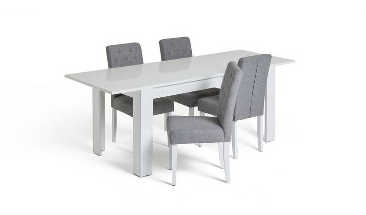 Buy Habitat Miami Extending Table 4 Button Chairs Grey Dining