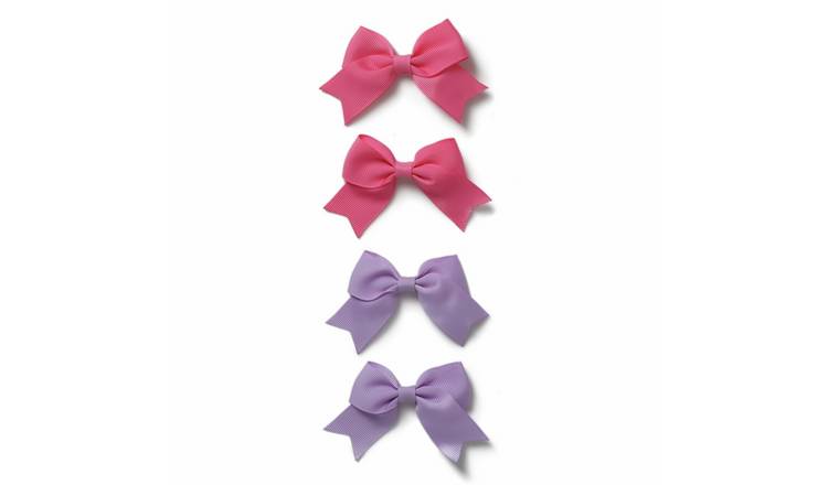 Flitzy Pink and Lilac Bow Hairclips - Pack of 4