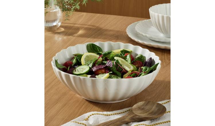 Argos Home Scalloped Edge Stoneware Serving Bowl - Cream