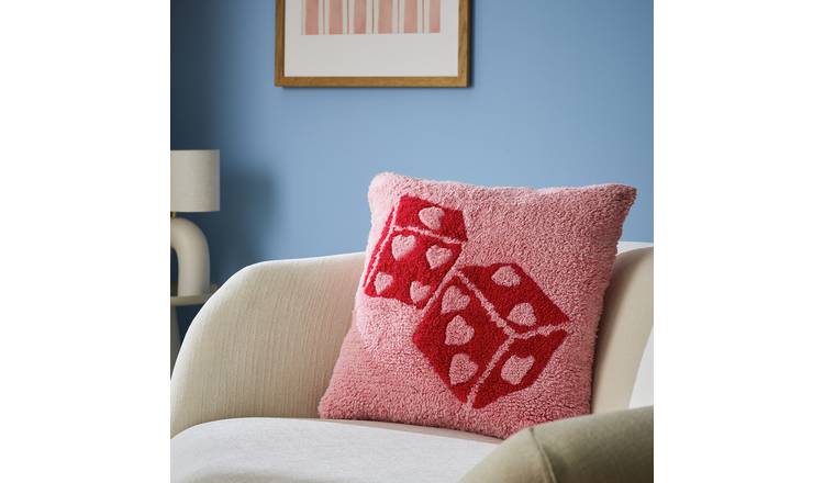 Argos Home Dice Tufted Cushion Pink - 43x43cm