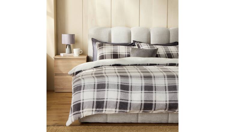 Argos Home Check Fleece Mono Bedding Set - Superking