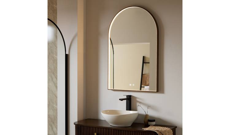 Argos Home Bennett Arch Wooden LED Bathroom Mirror - 90x60cm