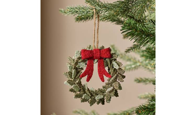 Argos Home Country Felt Mini Wreath Hanging Christmas Ornament