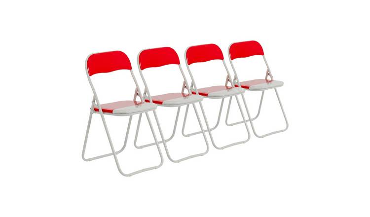 Harbour Housewares Coloured Padded Folding Chairs - Red - Pack of 4