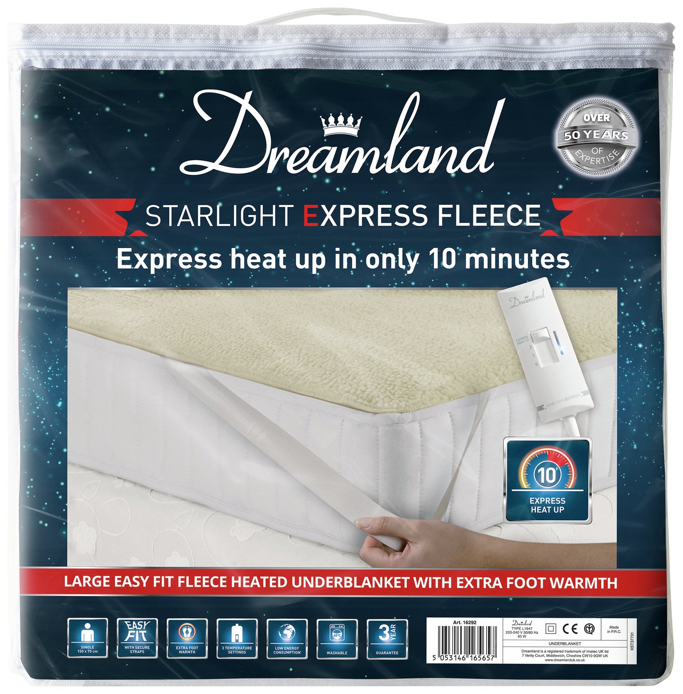 Dreamland Starlight Express Heated Underblanket - Single