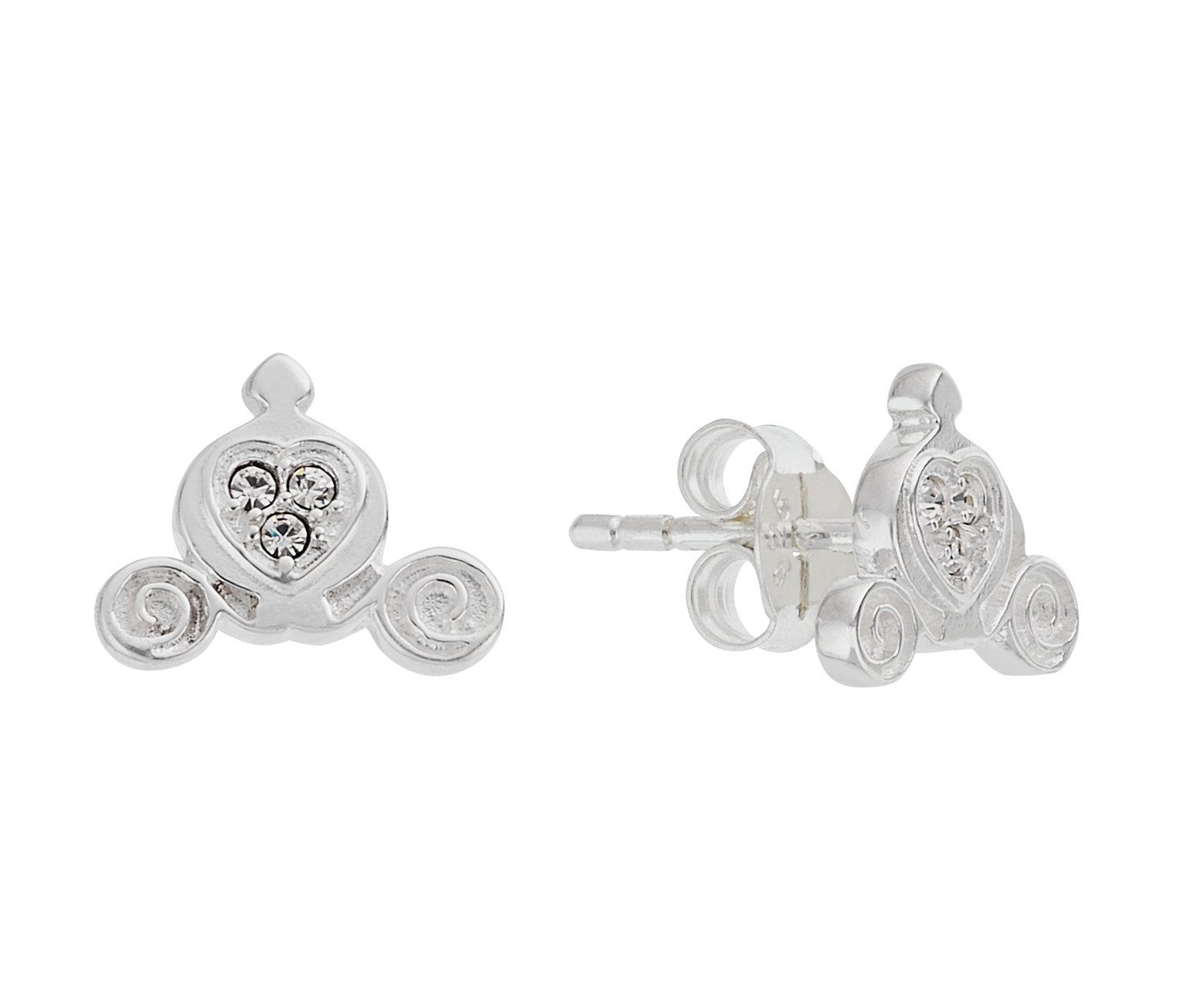 Disney Cinderella Sterling Silver Crystal Set Stud Earrings