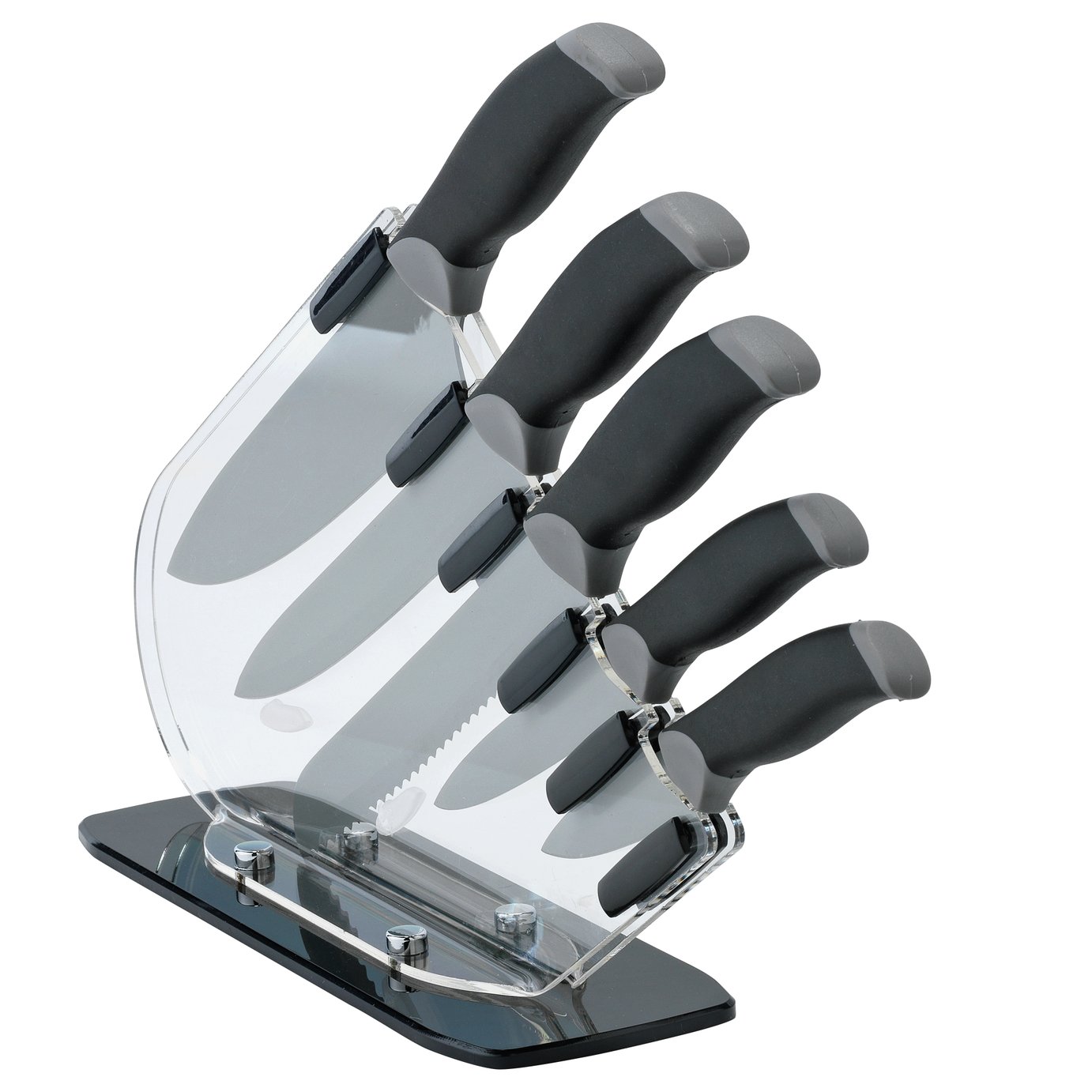 Argos Home 5 Piece Sloping Knife Block Set - Black & Grey