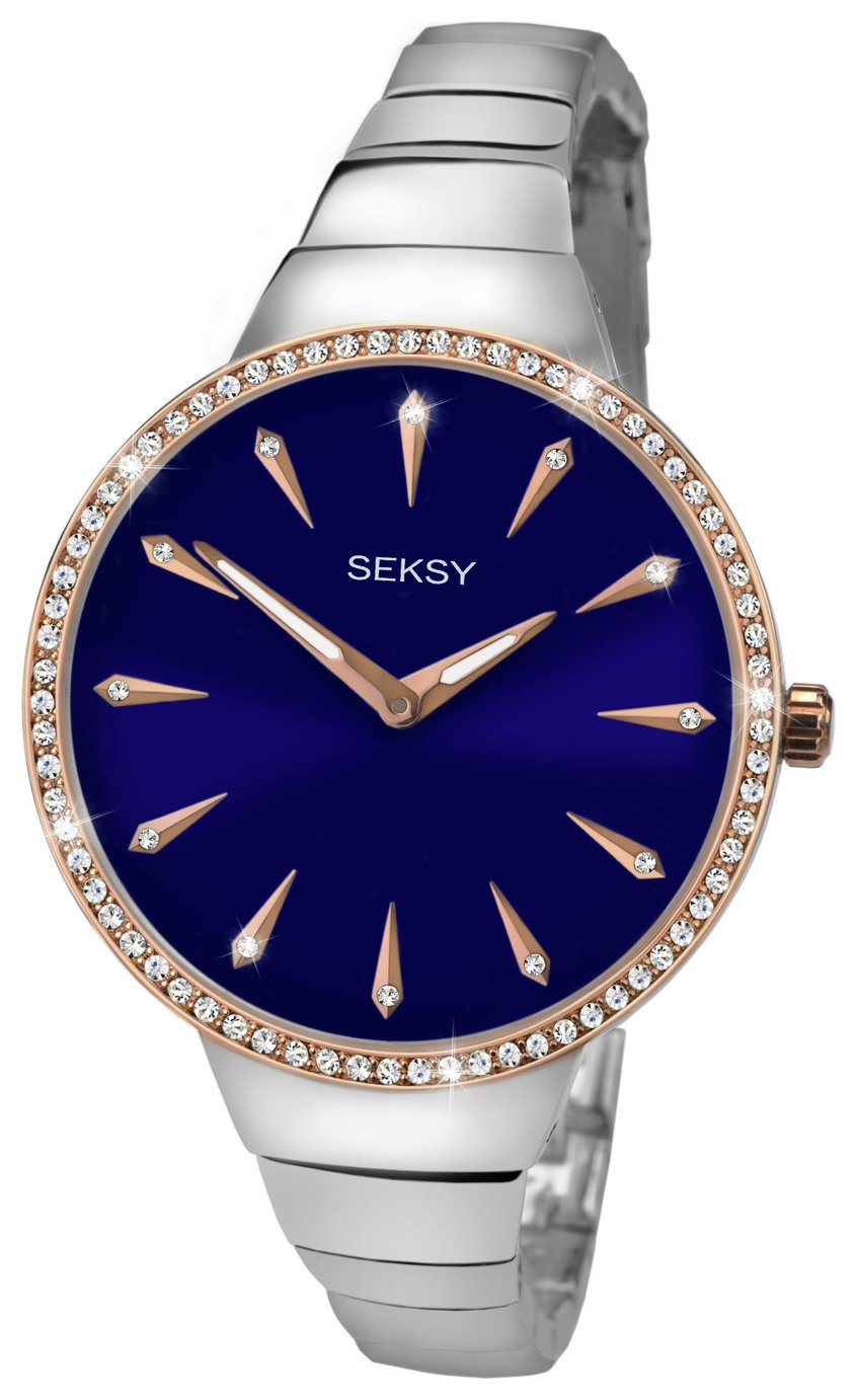 Seksy Ladies' Silver and Rose Gold Plated Stone Set Watch Reviews