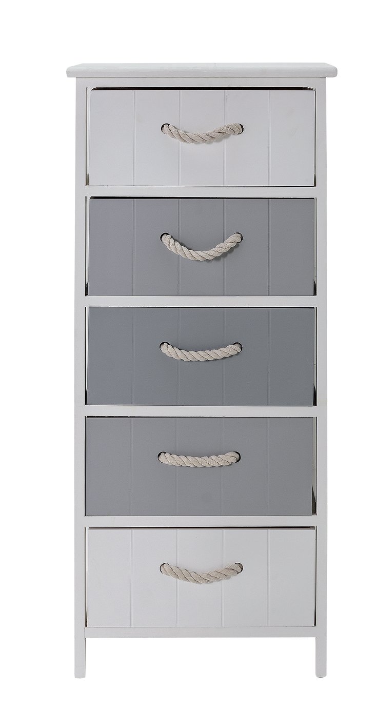 Argos Home Ella 5Drw Rope Handle Storage Unit - Grey & White