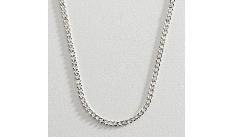 Mens silver curb on sale necklace