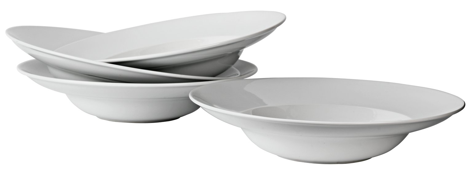 Argos Home Set of 4 Porcelain Large Pasta Bowls -Super White