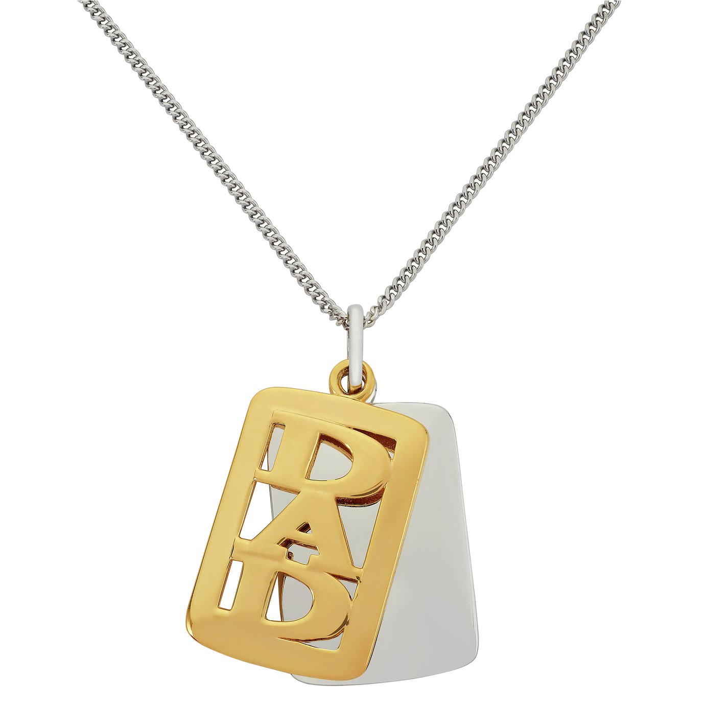 Revere Men's Silver & Gold Plated Silver Dad Dog Tag Pendant