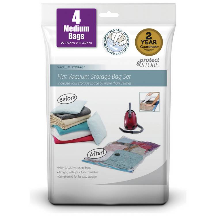 Protect & Store Medium Flat Vacuum Storage Bag 4 Piece Set 0