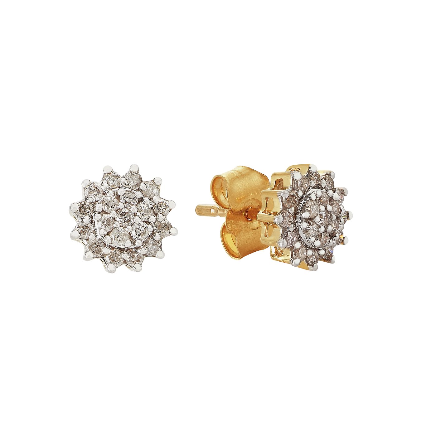 Revere 9ct Yellow Gold 0.25ct Diamond Cluster Stud Earrings Review