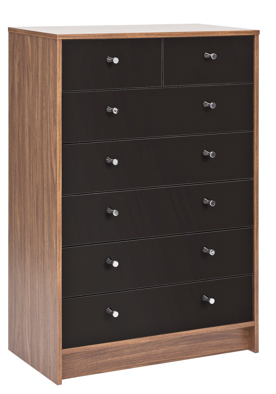 Argos Home Malibu 5+2 Drawer Chest - Black Gloss & Walnut