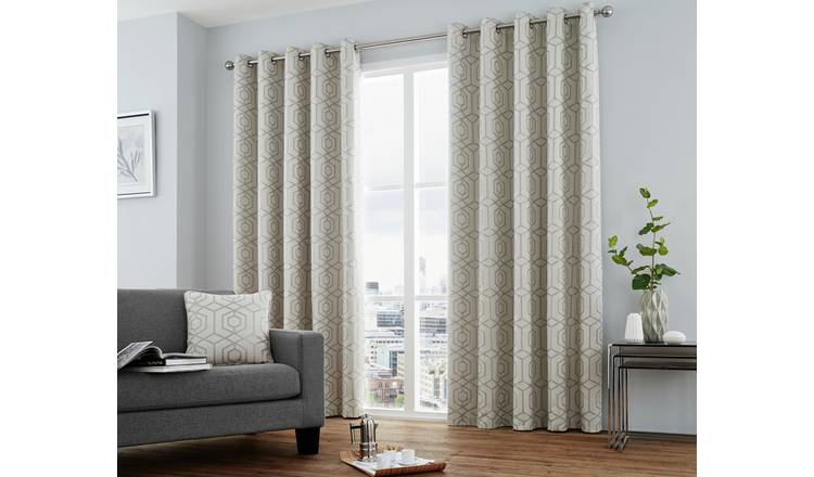 46 Width x 54 Drop Navy 117 x 137cm Polyester Curtina Camberwell-Jacquard Pair of Eyelet Curtains 