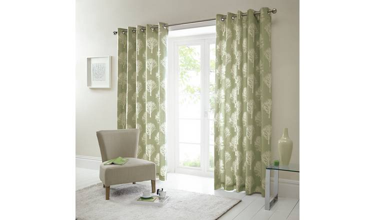 Fusion Woodland Trees Curtains - 167x182cm - Green.
