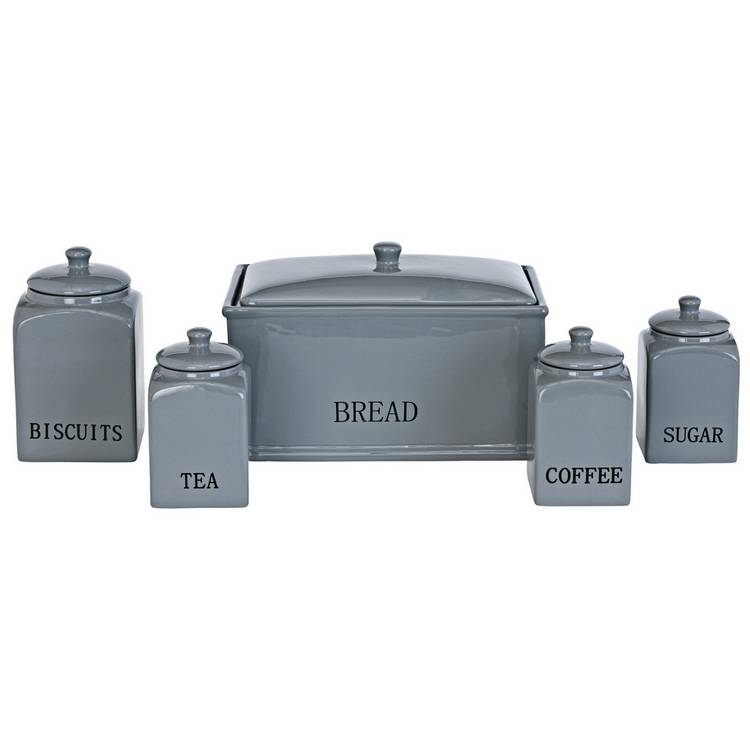 Argos Home Bistro 5 Piece Ceramic Storage Set - Grey 0