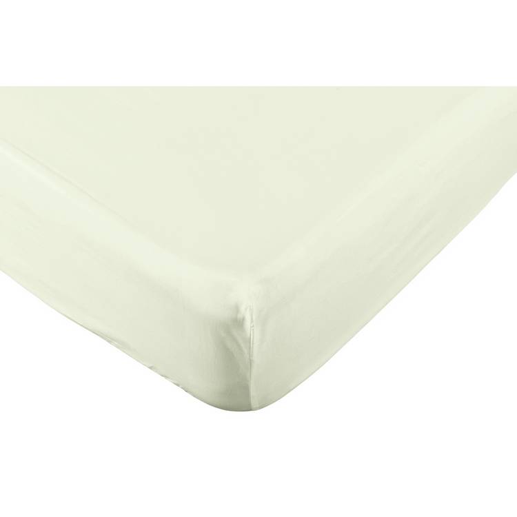 Habitat Pure Cotton 200TC Cream Fitted Sheet - Single 0