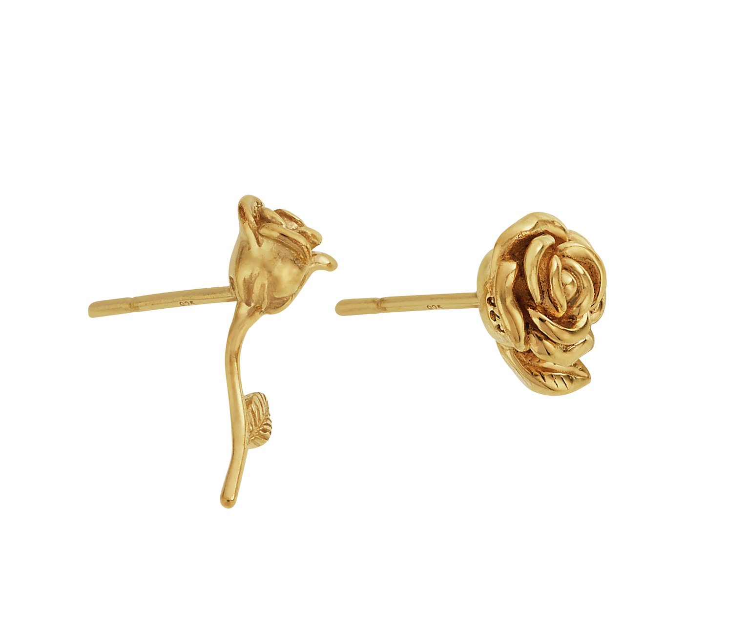 Disney Beauty and the Beast 9ct Gold Plated SS Stud Earrings
