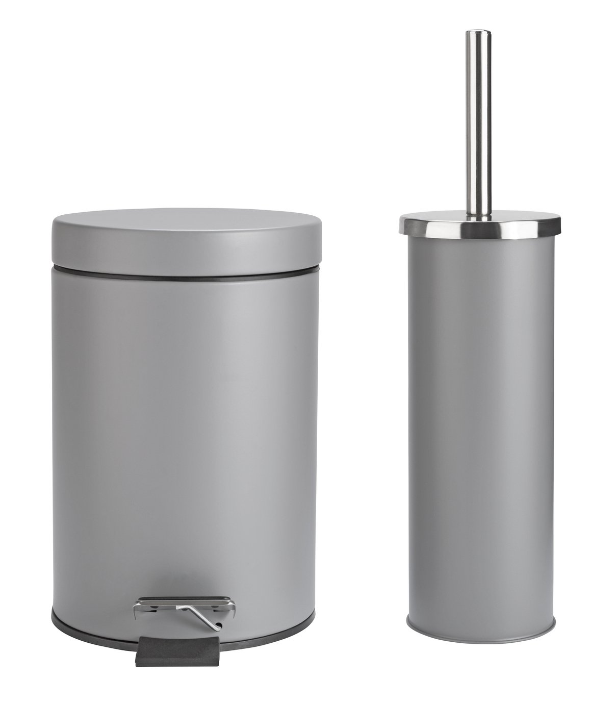 Bin and Toilet Brush Set - Flint Grey 