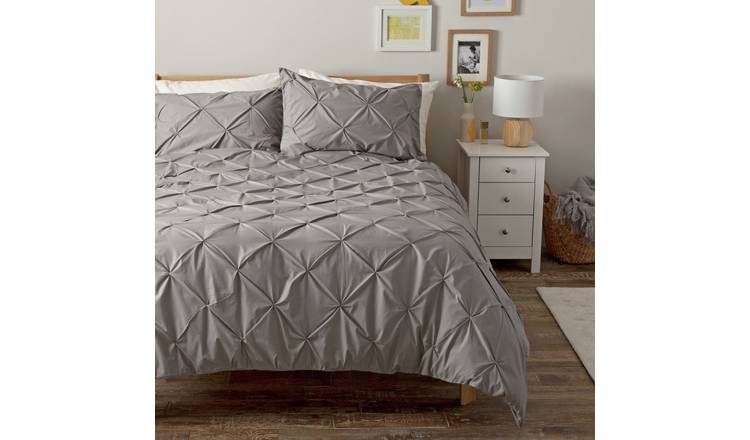 Buy Argos Home Hadley Grey Pintuck Bedding Set Double Duvet