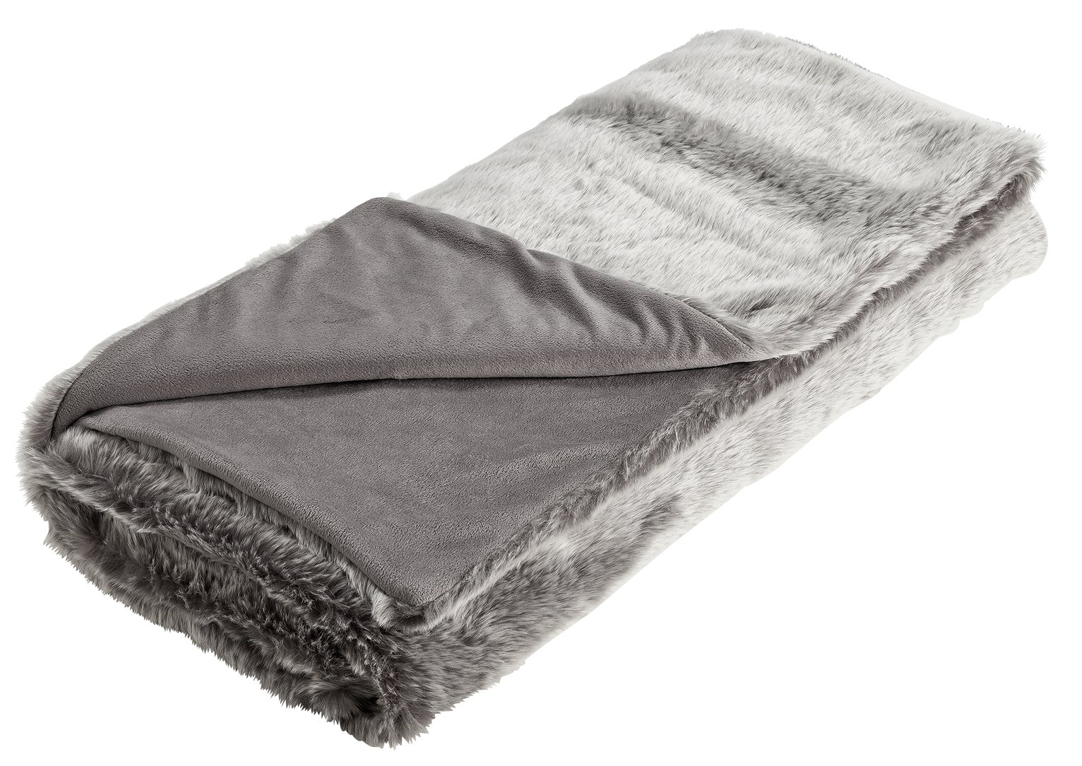 Argos Home Faux Fur Throw - Grey