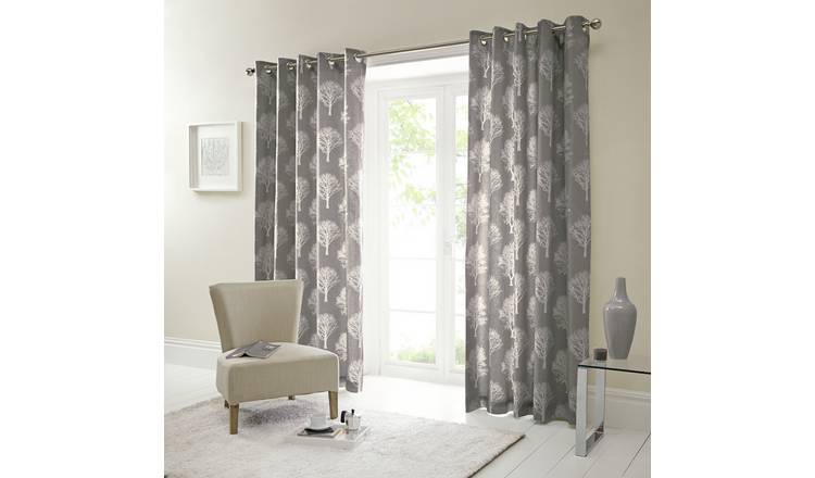 Fusion Woodland Trees Curtains - 229x229cm - Charcoal.