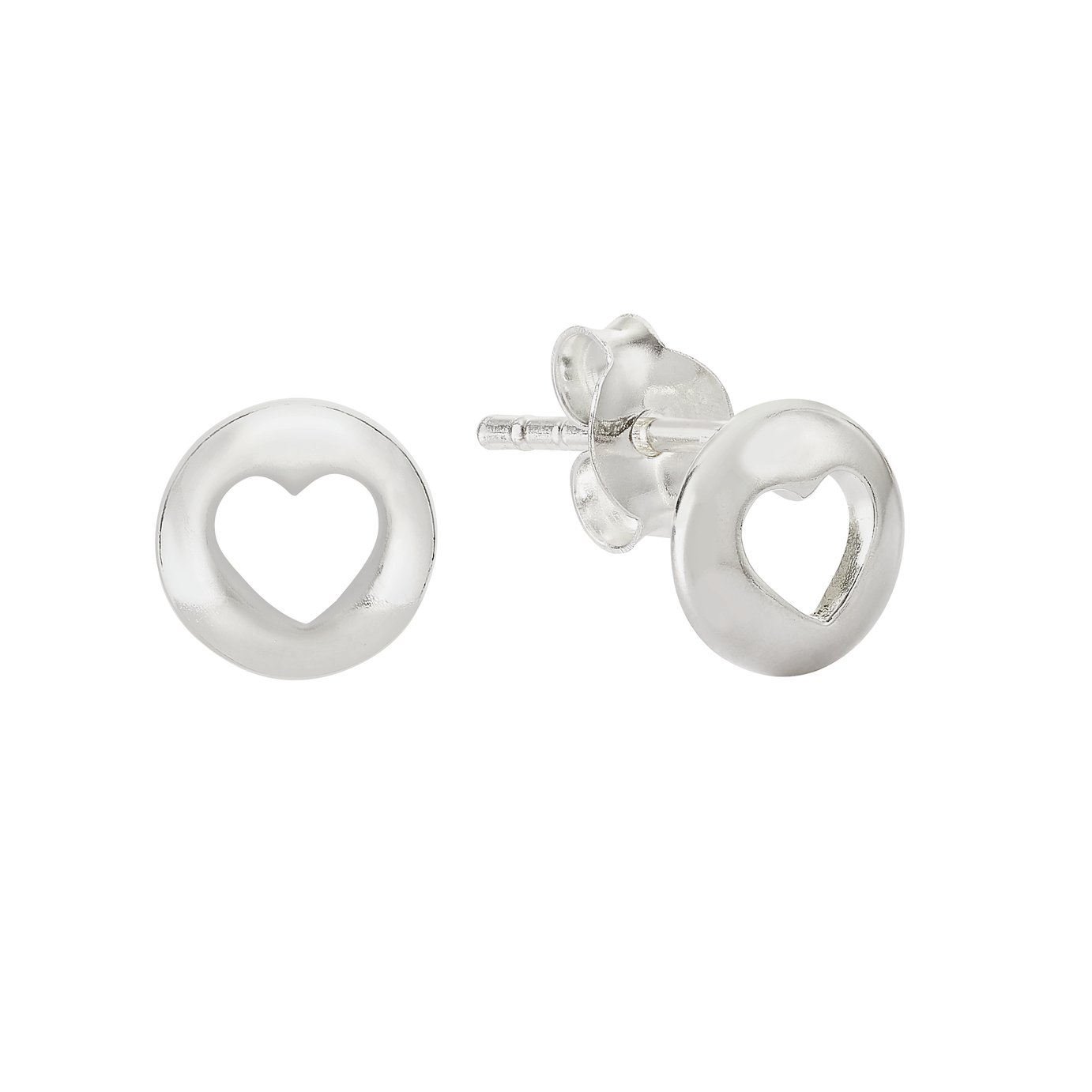 Revere Sterling Silver Cut Out Heart Stud Earrings