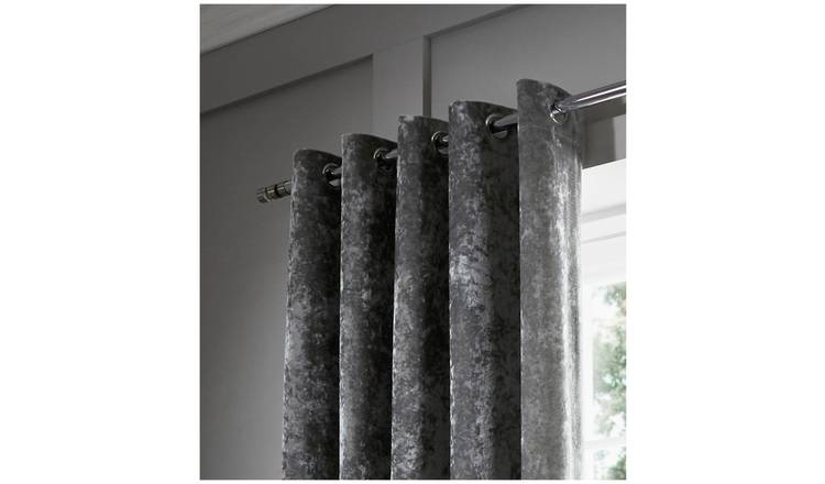 Catherine Lansfield Crush Velvet Curtains 168x183cm - Silver