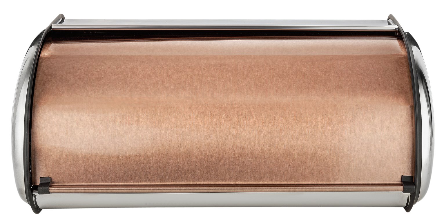 Addis Roll Top Stainless Steel and Copper Bread Bin
