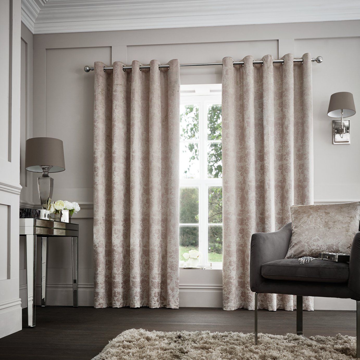 Curtina Downton Lined Curtains - 168x183cm - Mink