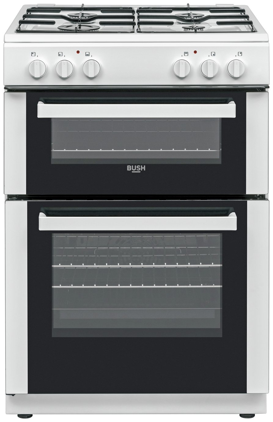 Bush DHBDFDBL60W 60cm Double Oven Dual Fuel Cooker - White