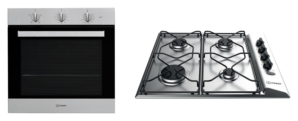 Indesit Electric Built-In Oven and Gas Hob Pack