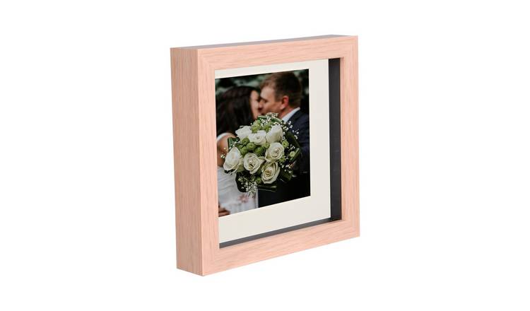 Nicola Spring 3D Box Photo Frame - 6 x 6" with Mount - Light Brown