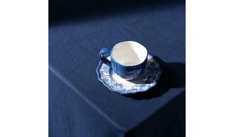 Habitat x Morris Co. Inky Stoneware Teacup & Saucer - Blue