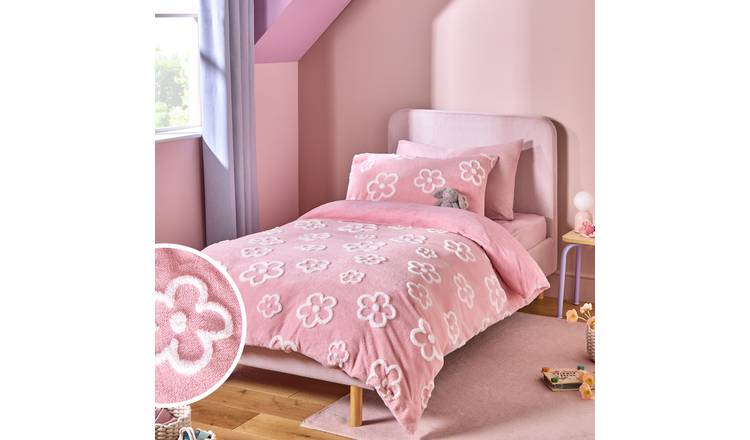 Argos Home Kids Tufted Floral Pink Bedding Set - Single