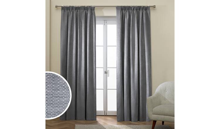 Habitat Basket Weave Blackout Pencil Pleat Curtain - Natural - 168x229cm