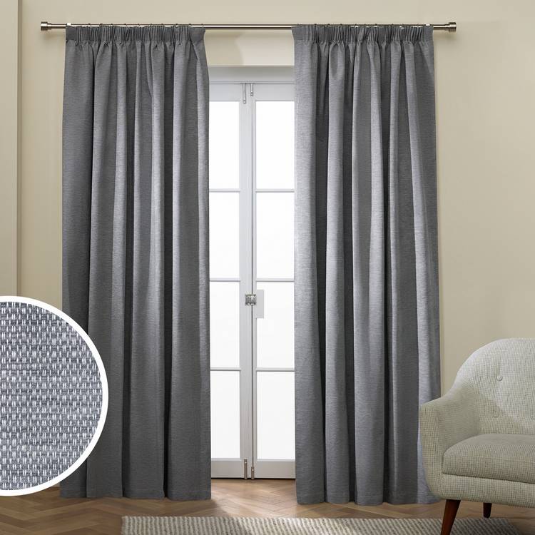 Habitat Basket Weave Blackout Pencil Pleat Curtain - Natural - 168x229cm 0