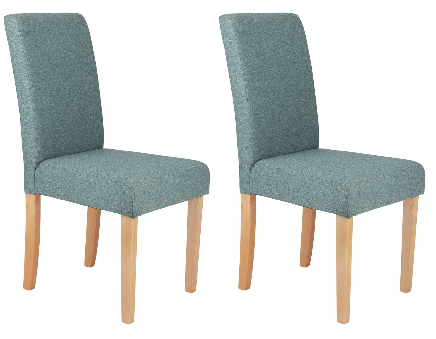 Argos Home Pair of Tweed Mid Back Dining Chairs - Teal